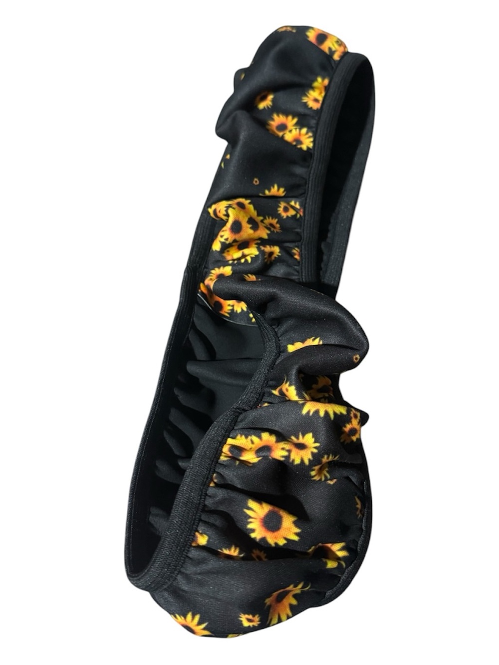 Black with Yellow Sunflower Print Steering Wheel Cover